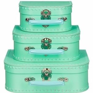 Kinderkoffertje pastel mint 16 cm