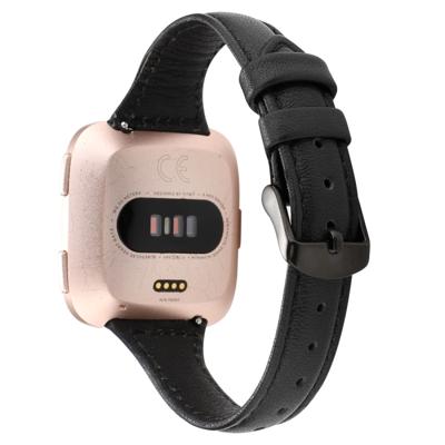 Voor Fitbit versa Razy paard textuur lederen riem (zwart)