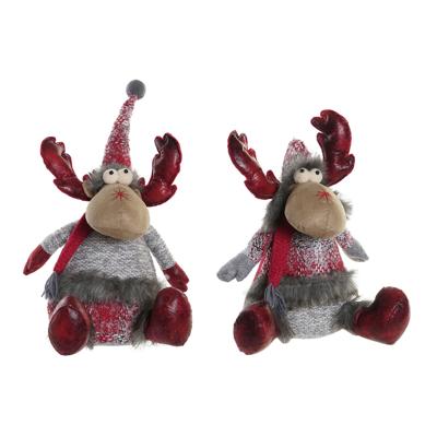 Kerstversiering DKD Home Decor Rood Grijs Rendier 27 x 19 x 32 cm (2 Stuks)