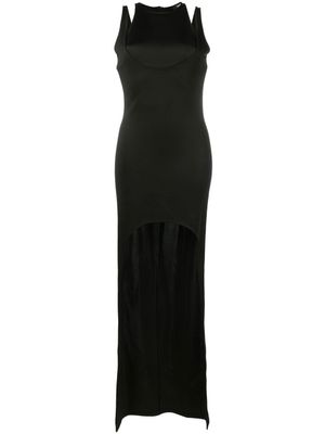 Balmain robe longue superposée à design sans manches - Noir