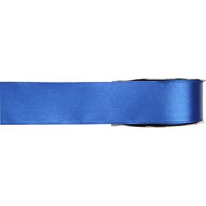 1x Hobby/decoratie blauwe satijnen sierlinten 1,5 cm/15 mm x 25 meter