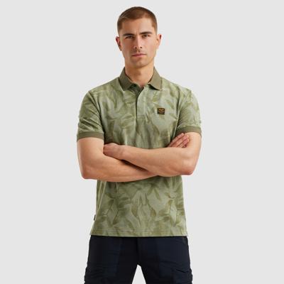 Pme Legend Ppss2504851 Two Tone Pique Printed Poloshirts 6258 Quiet Green
