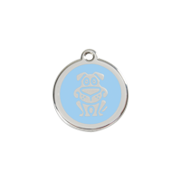 Dog Light Blue roestvrijstalen hondenpenning small/klein dia. 2 cm - Reddingo