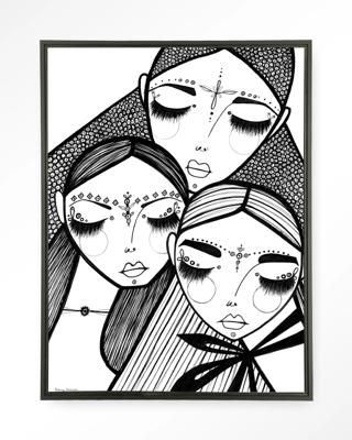 Urban Cotton Wandkleed 'Close' 80 x 110cm in Floating Frame - black