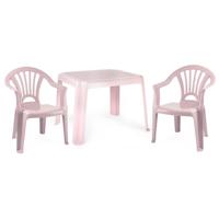 Tuinstoelen en tafel set voor kinderen - kunststof - roze - met 2x stoelen - buiten/binnen