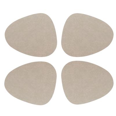 Unique Living placemats Floris lederlook - 4x - 39 x 30 cm - beige - PU leather - tafel