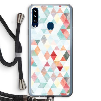 Gekleurde driehoekjes pastel: Samsung Galaxy A20s Transparant Hoesje met koord