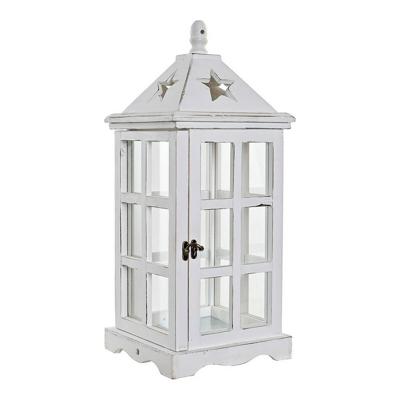 Lantaarn DKD Home Decor Wit Kristal Pijnboom (21 x 21 x 51 cm)