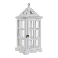 Lantaarn DKD Home Decor Wit Kristal Pijnboom (21 x 21 x 51 cm)