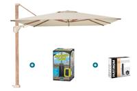 Platinum Challenger parasol Premium T2 3,5x2,6 m. - Champagne Teak - met ingraafvoet en hoes