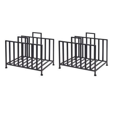 Set van 2x stuks haardblokken/houtblokken opberg standaard metaal 41 x 31 x 35 cm