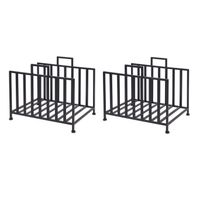 Set van 2x stuks haardblokken/houtblokken opberg standaard metaal 41 x 31 x 35 cm
