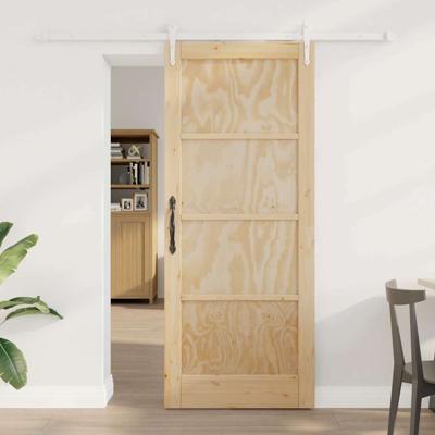 Schuifdeur met Hardware Set 83x202 cm Massief Vurenhout
