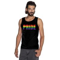 Pride regenboog tekst singlet shirt/ tanktop zwart heren - thumbnail