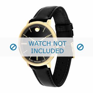 Horlogeband Movado 0607091 Leder Zwart 16mm