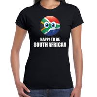 Zuid-Afrika emoticon Happy to be African landen t-shirt zwart dames - thumbnail
