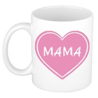 Liefste mama verjaardag cadeau mok - roze hartje - 300 ml - keramiek - Moederdag - thumbnail
