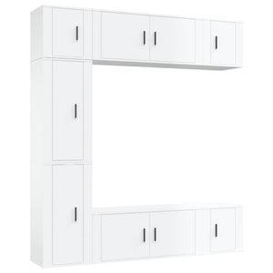 The Living Store Televisiekastenset - Hoogglans wit - 2x 100x34.5x40cm - 2x 40x34.5x80cm - 3x 40x34.5x40cm