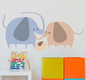 Muurdecoratie sticker olifanten familie