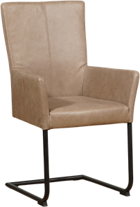 Taupe leren industriële eetkamerstoel Dry - poot rond zwart - Vintage Leer Taupe (taupe leer)