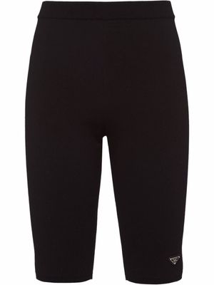 Prada short à plaque logo - Noir