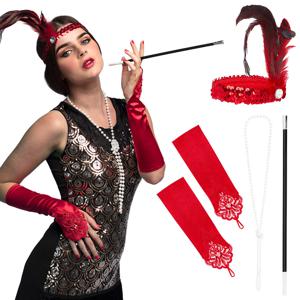 Carnaval/verkleed accessoires Roaring Twenties - Charleston set - haarband/ketting/pijpje