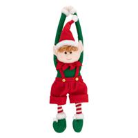 Decoratie kerstelf pop - hangend - 46 cm - pluche - elfen figuur - thumbnail