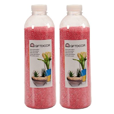 2x pakjes hobby/decoratiezand fuchsia roze 1,5 kg