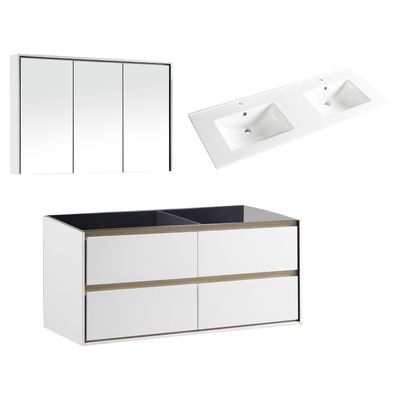 Badkamermeubelset Differnz Providence Met Keramiek Wastafel 120 cm Wit (Inc. Spiegelkast)