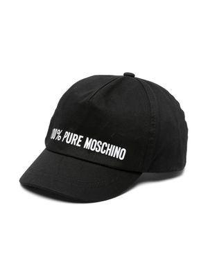 Moschino Kids casquette en coton à logo imprimé - Noir
