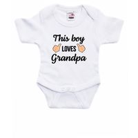 This boy loves grandpa kraamcadeau rompertje wit jongens 92 (18-24 maanden)  -