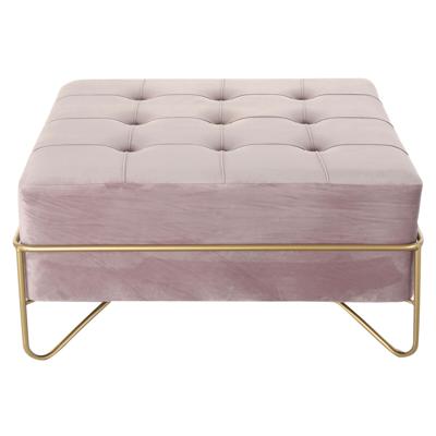 Kruk DKD Home Decor Schuim Roze Gouden Metaal Polyester Fluweel Hout MDF (80 x 80 x 42 cm)