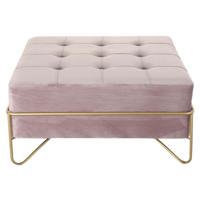Kruk DKD Home Decor Schuim Roze Gouden Metaal Polyester Fluweel Hout MDF (80 x 80 x 42 cm)