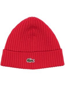 Lacoste bonnet en laine à patch logo - Rouge