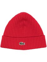 Lacoste bonnet en laine à patch logo - Rouge