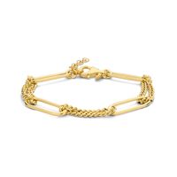 Armband Paperclip-Gourmet zilver goudkleurig 7,2 mm 17-20 cm