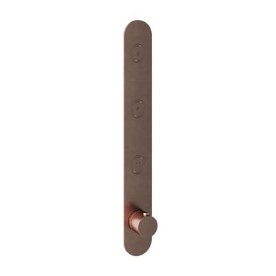 Hotbath Cobber afbouwdeel inbouwthermostaat met 3 pushbuttons verticale plaatsing geborsteld koper PVD PB050EXTBCP