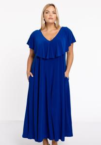 Yoek Jurk met ruches Swing | Indigo | Maat 58/60