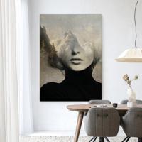 Urban Cotton Wandkleed 'Head In The Sky' 145 x 190cm in Frame - black