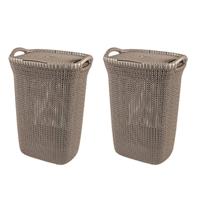 Curver Knit Wasmand met deksel - 57 l - set van 2 -Bruin - thumbnail