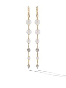 David Yurman boucles d'oreilles à perles en or 18ct pavées de diamants