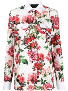 Philipp Plein chemise à fleurs - Blanc