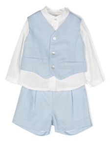 Mimilù ensemble chemise-veston-pantalon en lin - Bleu