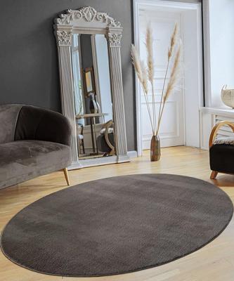 Karpet24 Loft - Luxe, Fluweelzacht Effen Vloerkleed in Antraciet, Modern & Stijlvol-140 x 200 ovaal