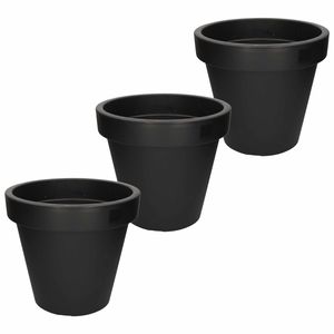 3x Zwarte plantenpot 35 cm   -