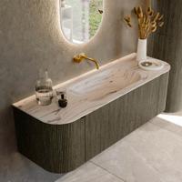 Badmeubel Mondiaz Kurve-Dlux | 140 cm | Meubelkleur Shadow | Wastafelkleur Nata | Solid surface | Wasbak midden spoelbak | Zonder kraangat(en) Badmeubel Mondiaz Kurve-Dlux | 140 cm | Meubelkleur Shadow | Wastafelkleur Nata | Solid surface | Wasbak midden spoelbak | Zonder kraangat(en)