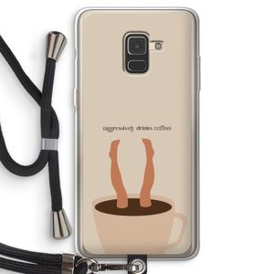 Aggressively drinks coffee: Samsung Galaxy A8 (2018) Transparant Hoesje met koord