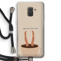 Aggressively drinks coffee: Samsung Galaxy A8 (2018) Transparant Hoesje met koord