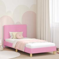 Bedframe voor kinderen met hoofdbord Roze 90 x 190 cm Stof