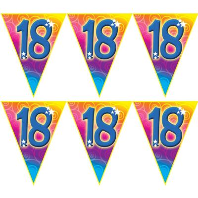 Verjaardag thema 18 jaar geworden feest vlaggenlijn - 3x stuks - 5 meter - Feestartikelen/versiering